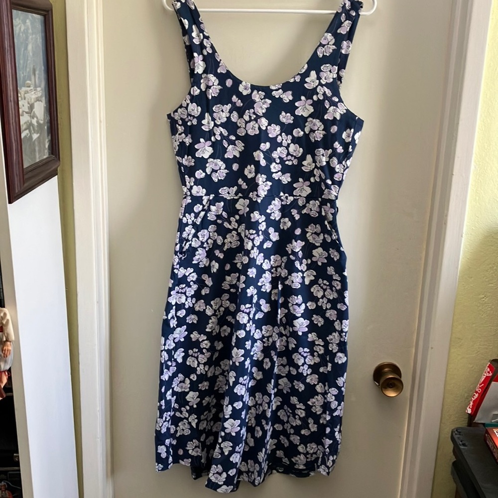 Floral Blue Dress Dark blue with violet color flowers size Small Pact brand New